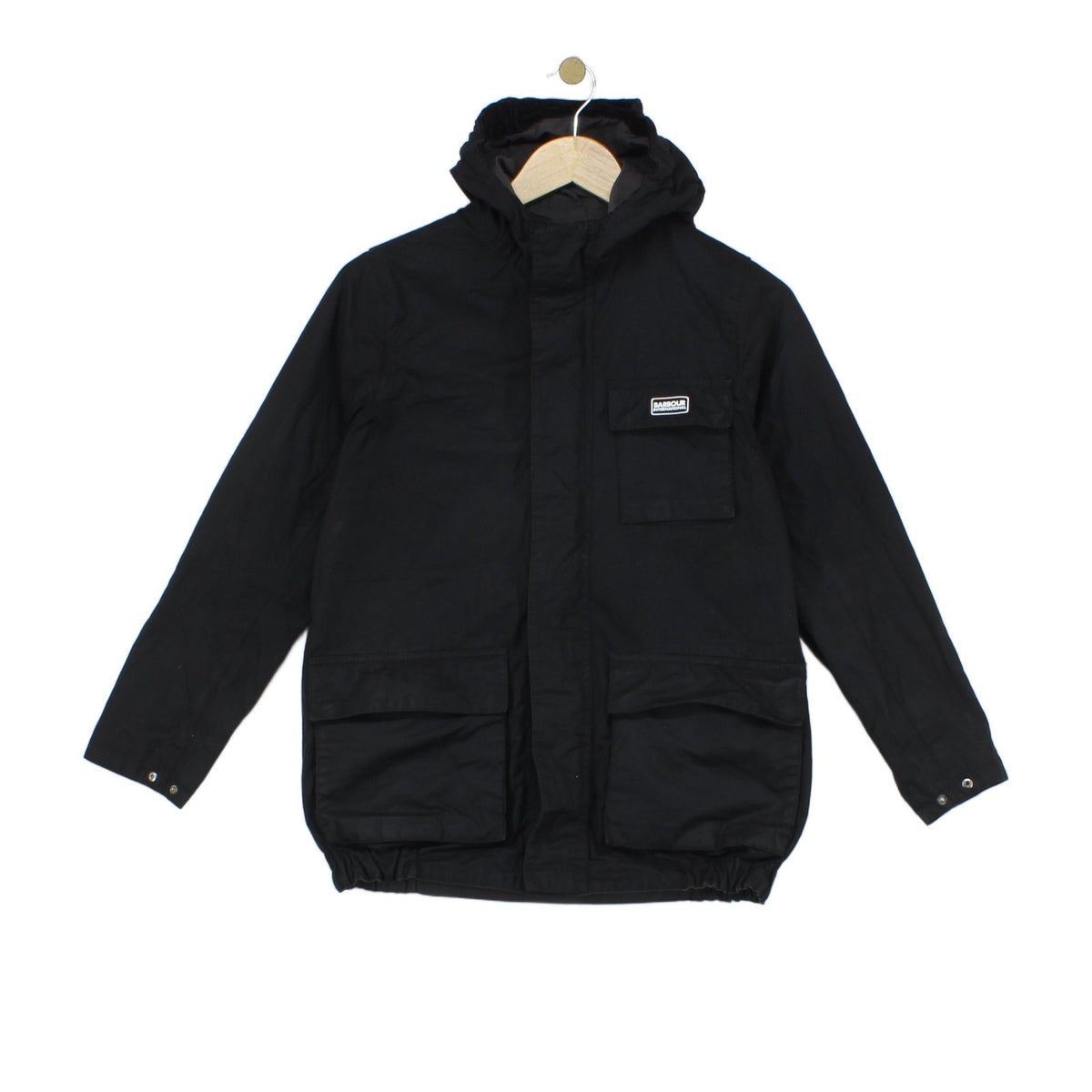 Boys Waxed Jacket Hooded Full Zip Motorcycle Cotton