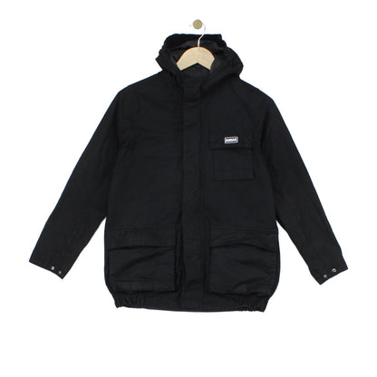 Boys Waxed Jacket Hooded Full Zip Motorcycle Cotton