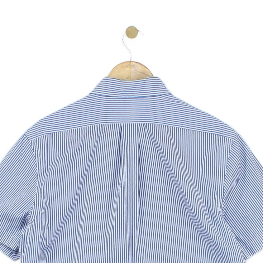 Mens Striped Shirt Short Sleeve Button Up Classic Fit