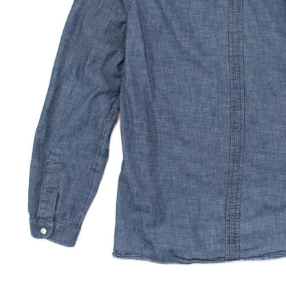 Mens Chambray Shirt Slim Fit Button Down Long Sleeve