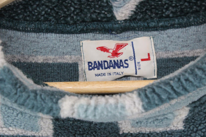 Mens Vintage Fleece Jumper Made In Italy Geometric