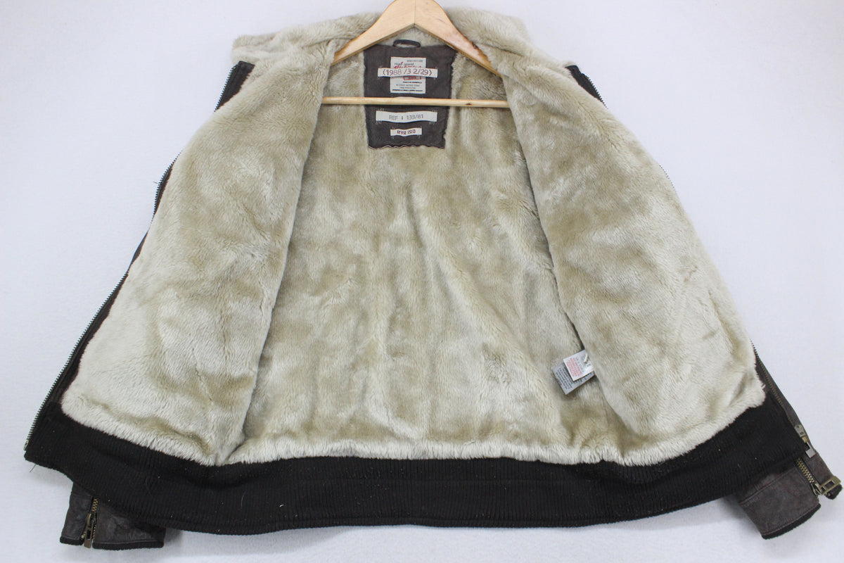 Mens Flight Jacket Zip Suede Leather
