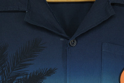 Mens Viscose Shirt Palm Sunset Graphic Summer