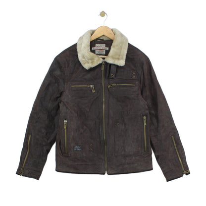 Mens Flight Jacket Zip Suede Leather