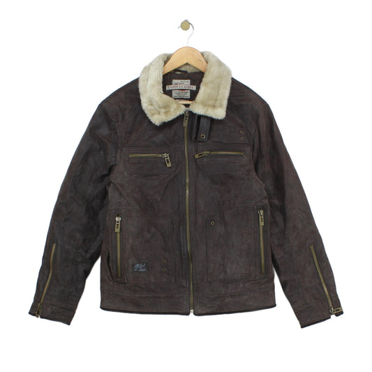 Mens Flight Jacket Zip Suede Leather