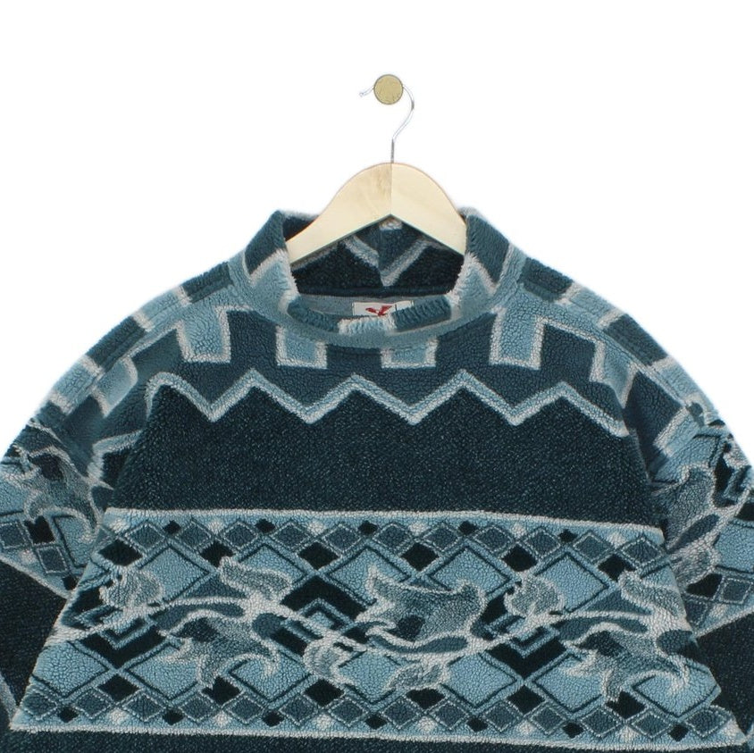 Mens Vintage Fleece Jumper Made In Italy Geometric