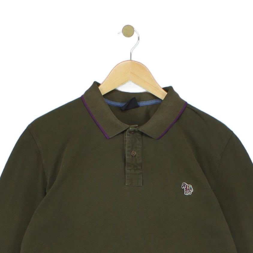 Mens Polo Shirt Long Sleeve Button Logo