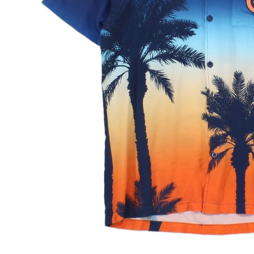 Mens Viscose Shirt Palm Sunset Graphic Summer