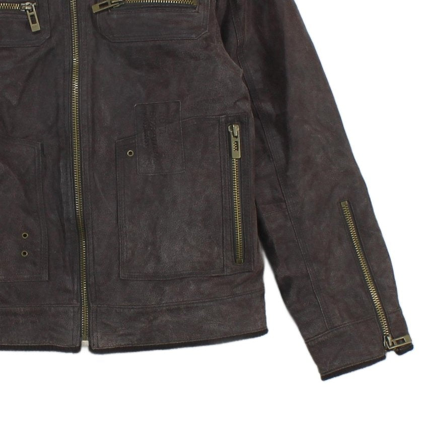 Mens Flight Jacket Zip Suede Leather