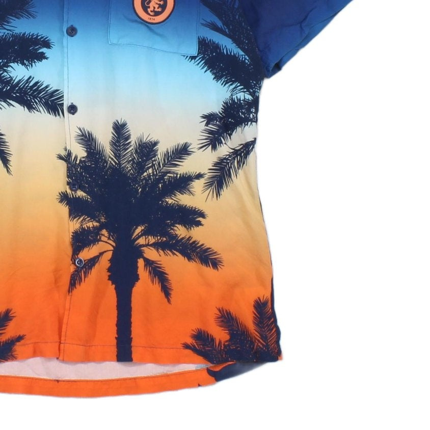 Mens Viscose Shirt Palm Sunset Graphic Summer