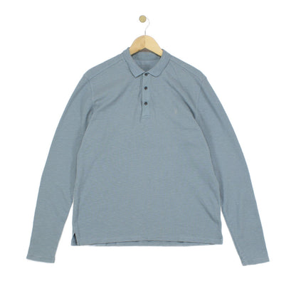 Mens Polo Shirt Stretch Long Sleeve Cotton