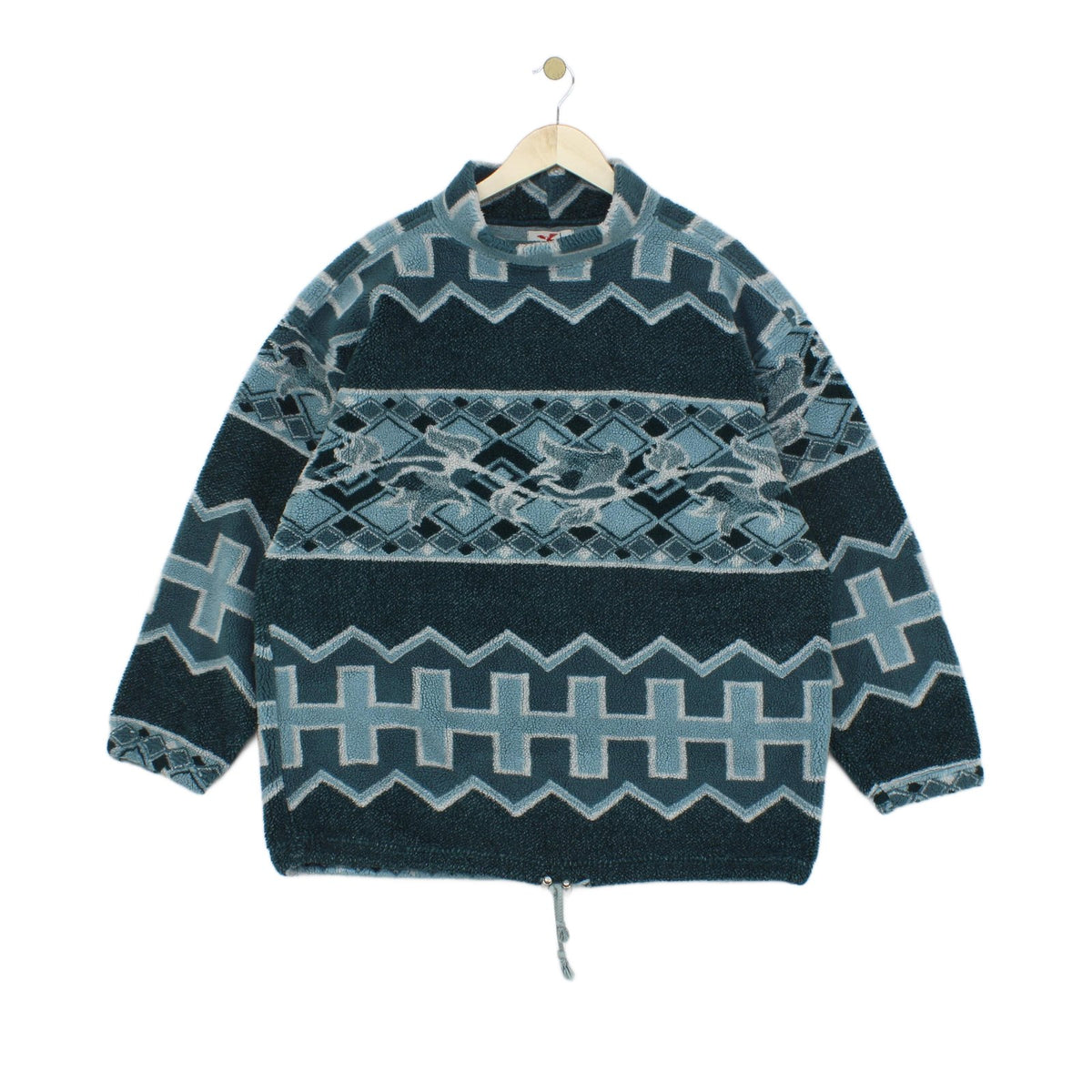 Mens Vintage Fleece Jumper Made In Italy Geometric
