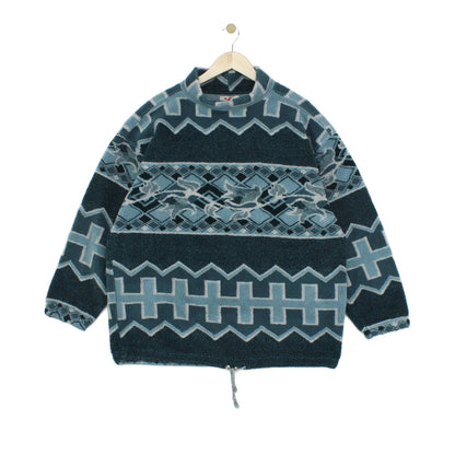 Mens Vintage Fleece Jumper Made In Italy Geometric