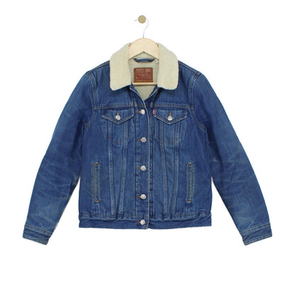 Womens Sherpa Denim Jacket Trucker Lined