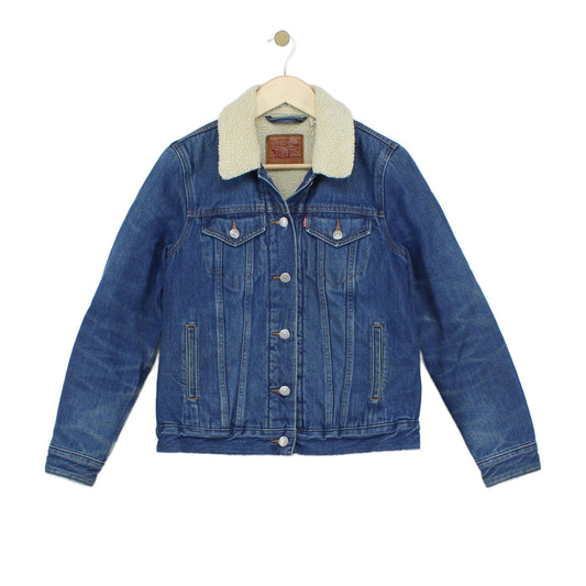 Womens Sherpa Denim Jacket Trucker Lined