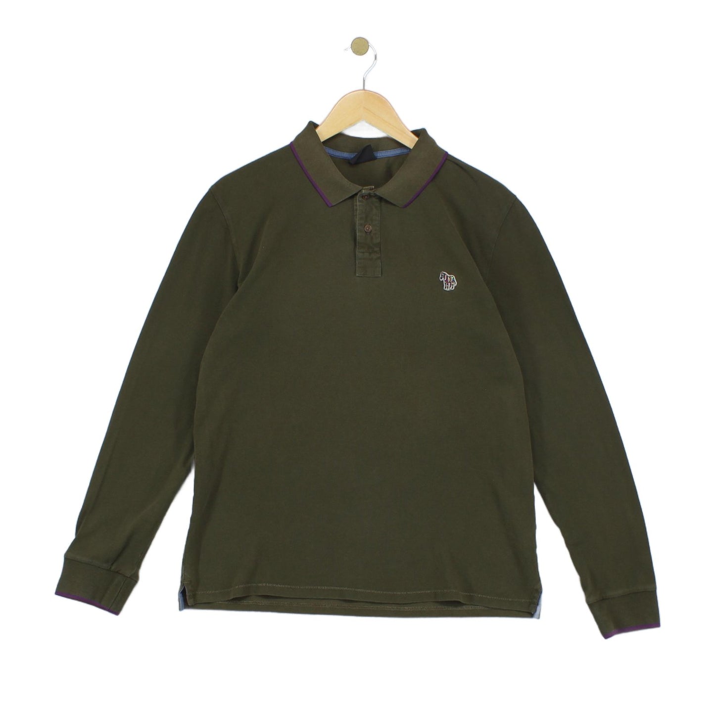 Mens Polo Shirt Long Sleeve Button Logo