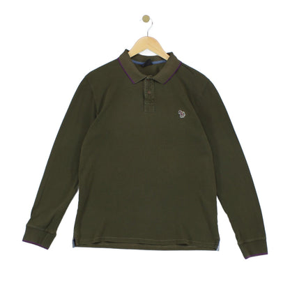 Mens Polo Shirt Long Sleeve Button Logo