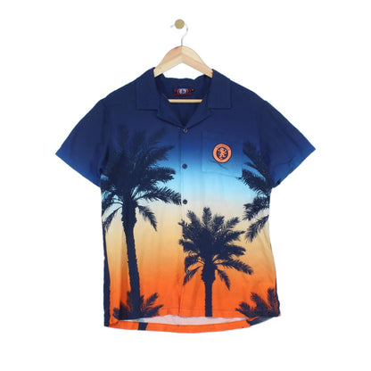 Mens Viscose Shirt Palm Sunset Graphic Summer