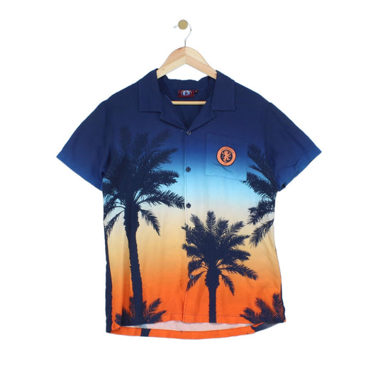 Mens Viscose Shirt Palm Sunset Graphic Summer