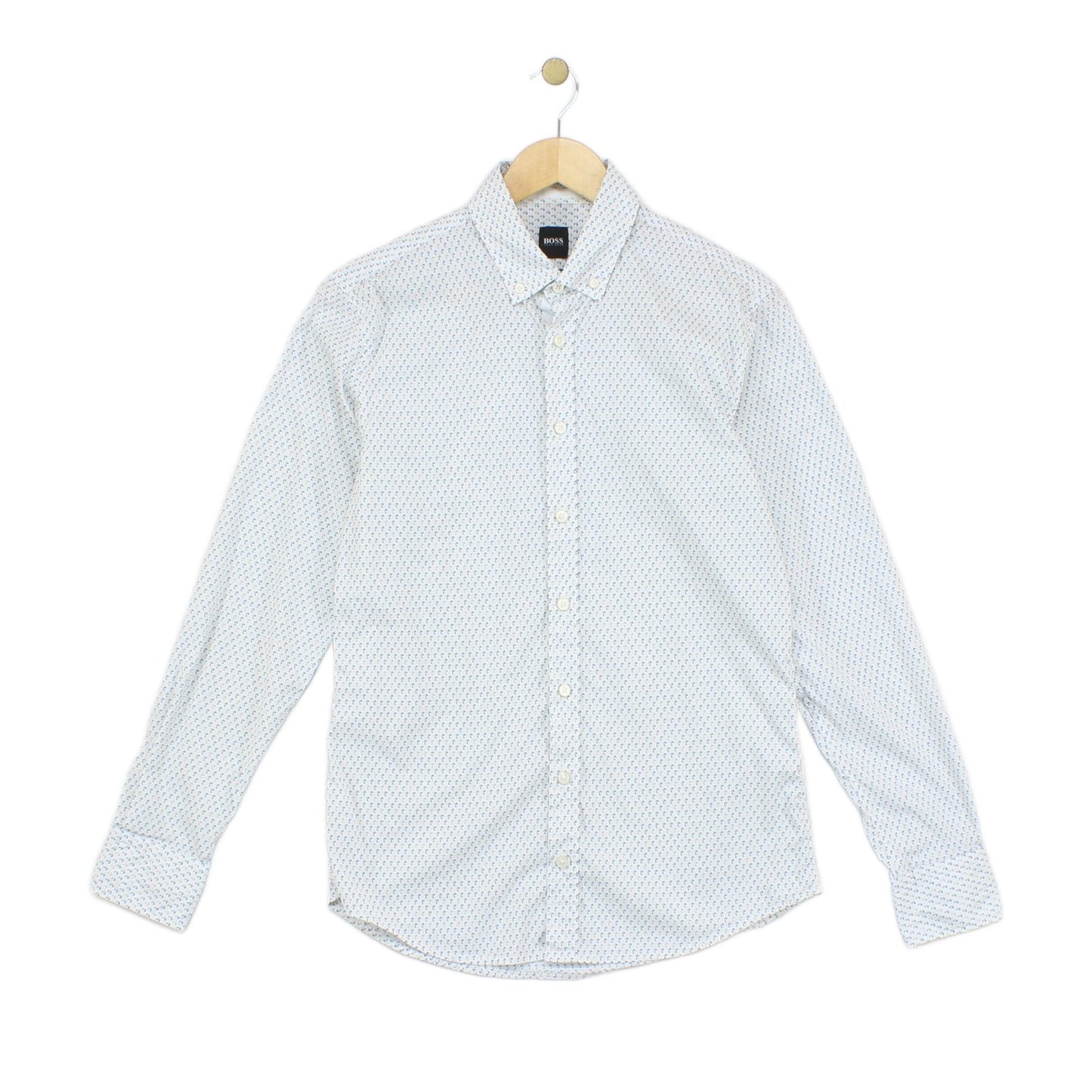 Mens Patterned Shirt Slim Fit Long Sleeve