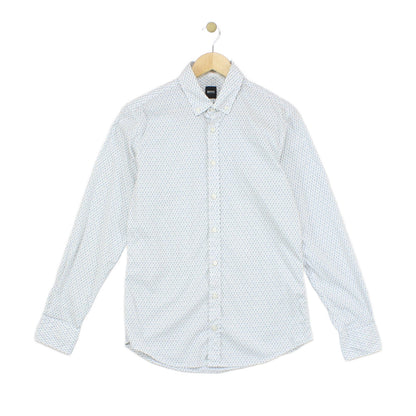 Mens Patterned Shirt Slim Fit Long Sleeve