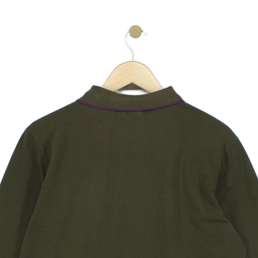 Mens Polo Shirt Long Sleeve Button Logo