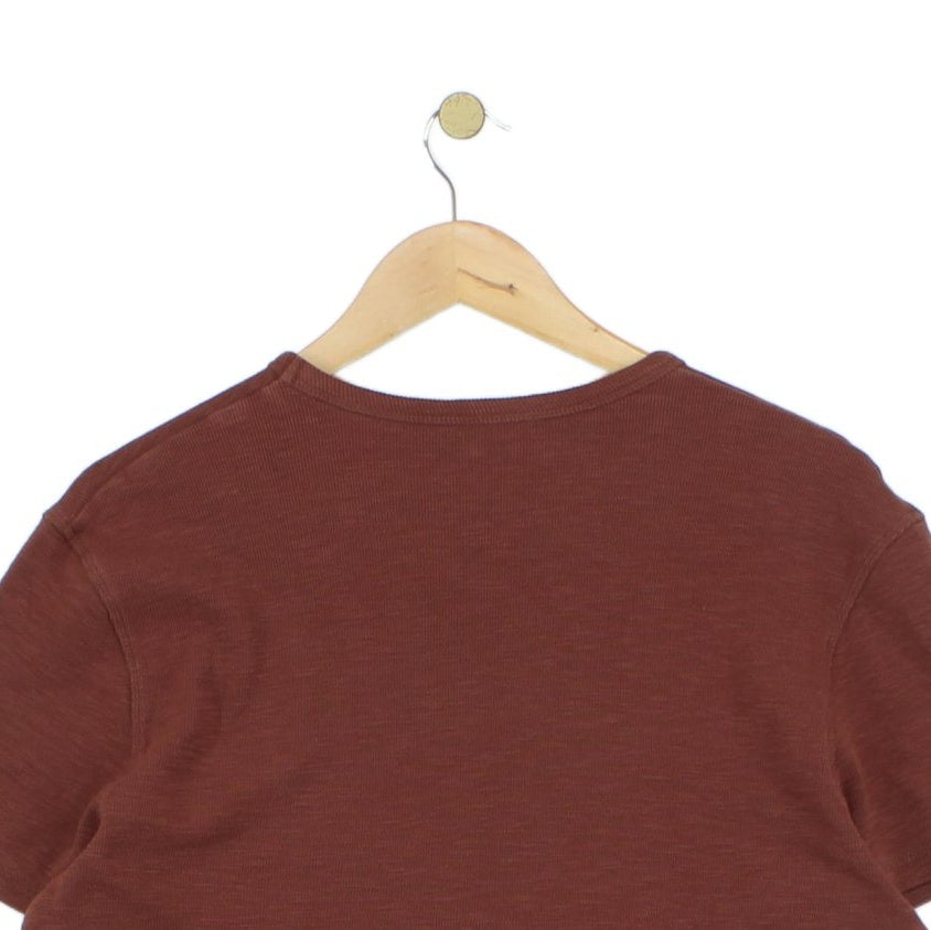 Mens Ribbed T-Shirt Logo Short Sleeve Stretch