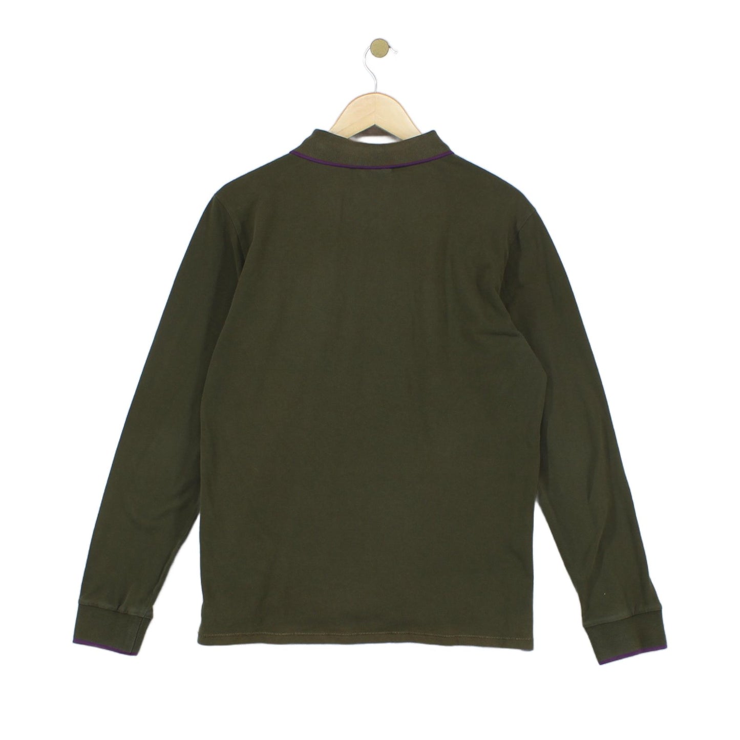Mens Polo Shirt Long Sleeve Button Logo