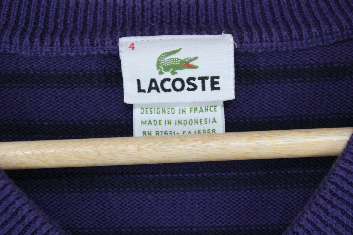Mens V-Neck Jumper Striped Logo