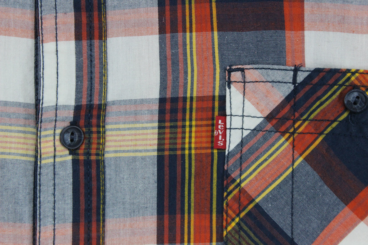 Mens Plaid Shirt Button Up Short Sleeve