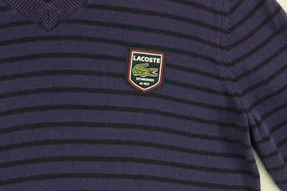 Mens V-Neck Jumper Striped Logo