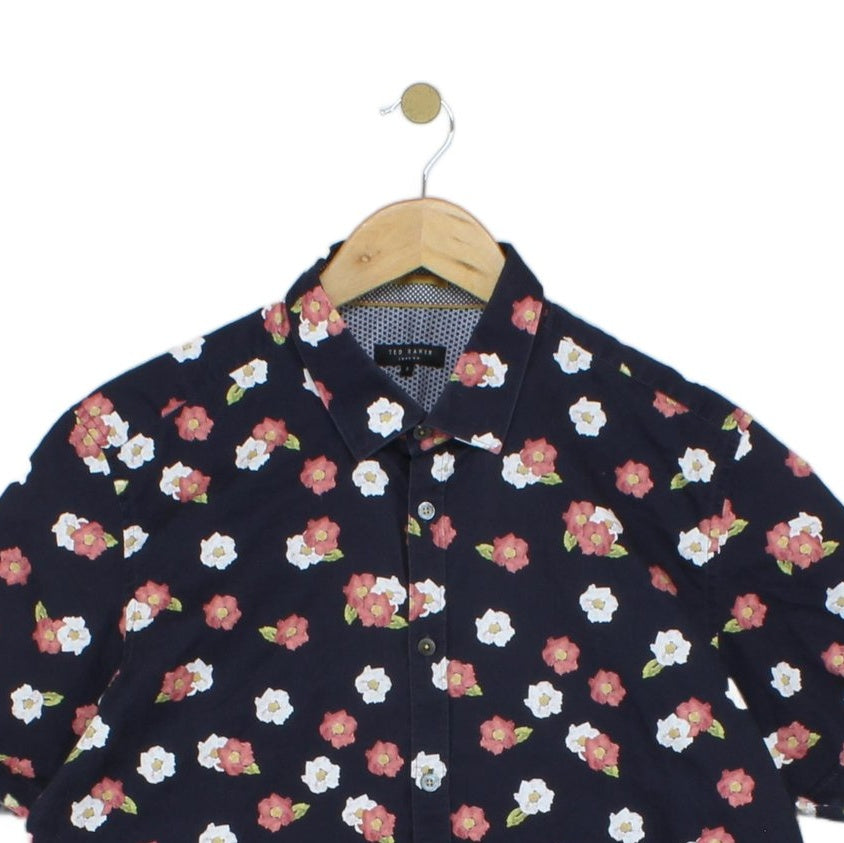 Mens Floral Shirt Casual Button Up Short Sleeve