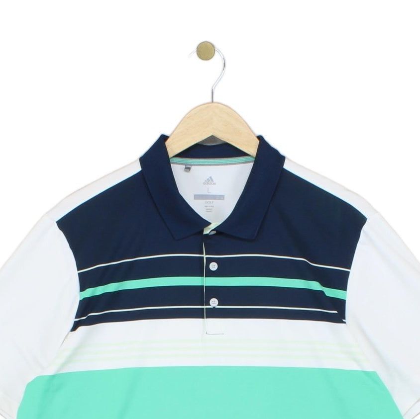Mens Striped Polo Shirt Stretch Golf Short Sleeve