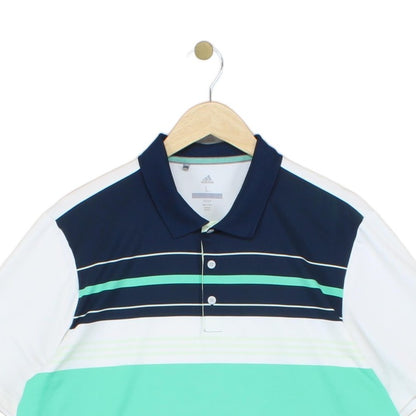 Mens Striped Polo Shirt Stretch Golf Short Sleeve