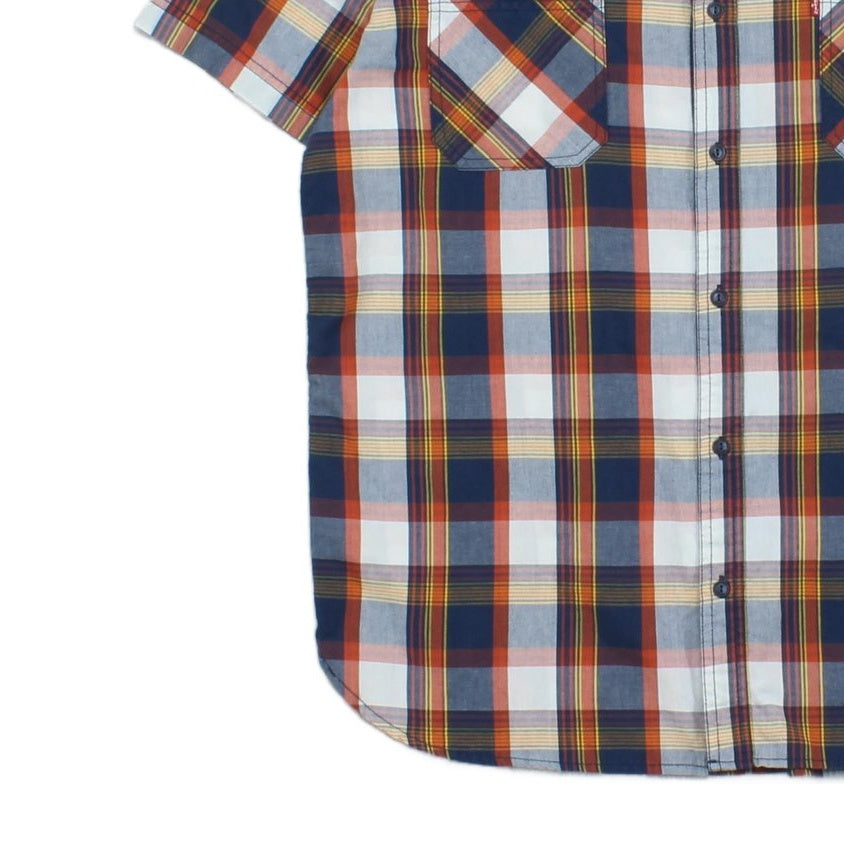 Mens Plaid Shirt Button Up Short Sleeve