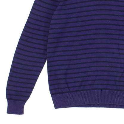 Mens V-Neck Jumper Striped Logo