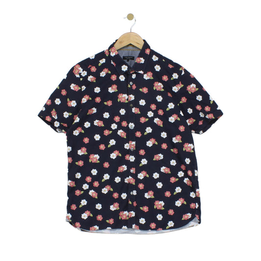 Mens Floral Shirt Casual Button Up Short Sleeve