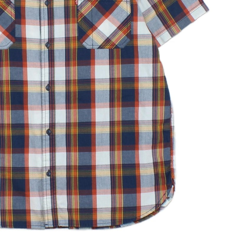 Mens Plaid Shirt Button Up Short Sleeve