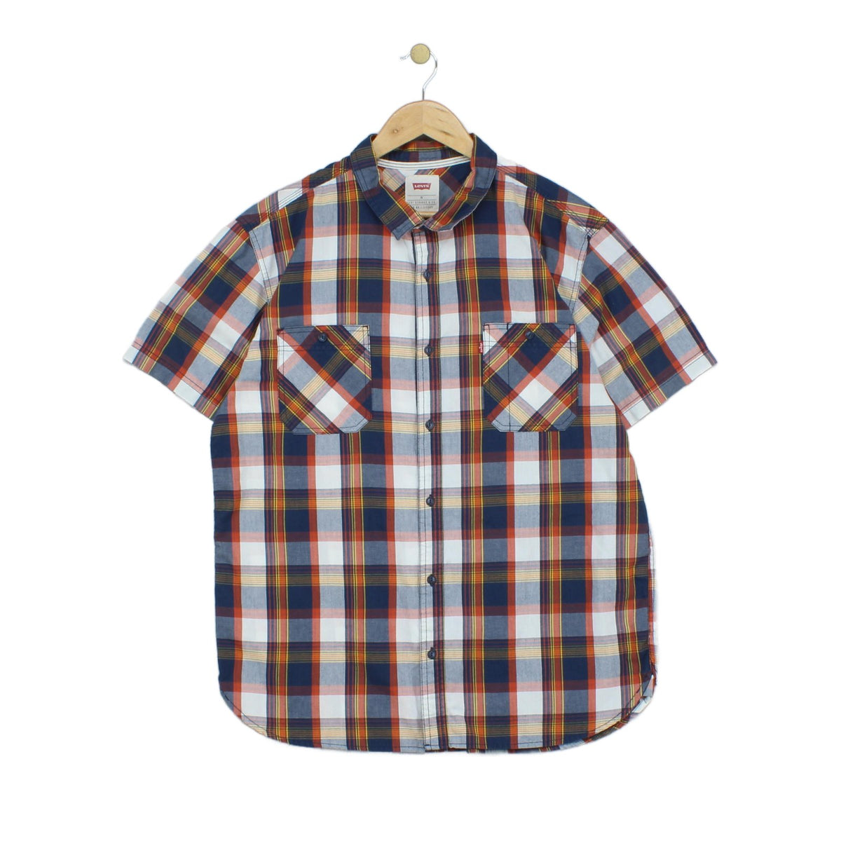Mens Plaid Shirt Button Up Short Sleeve