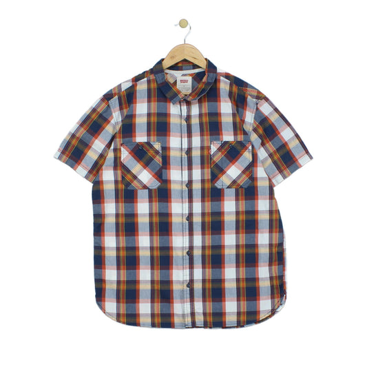 Mens Plaid Shirt Button Up Short Sleeve