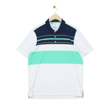 Mens Striped Polo Shirt Stretch Golf Short Sleeve