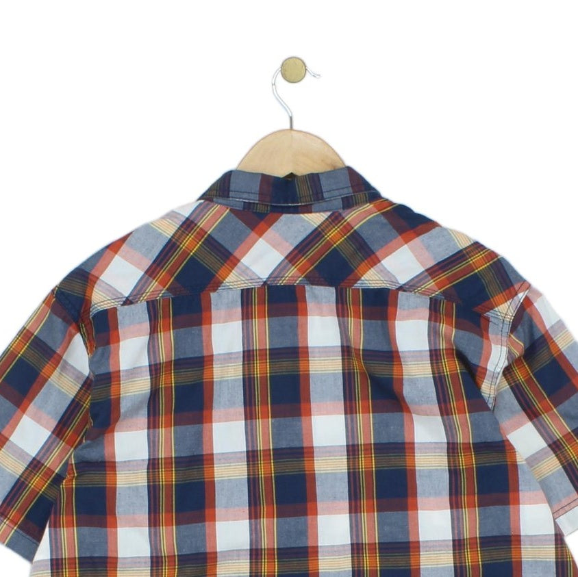 Mens Plaid Shirt Button Up Short Sleeve