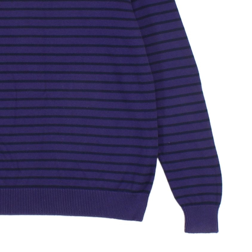 Mens V-Neck Jumper Striped Logo
