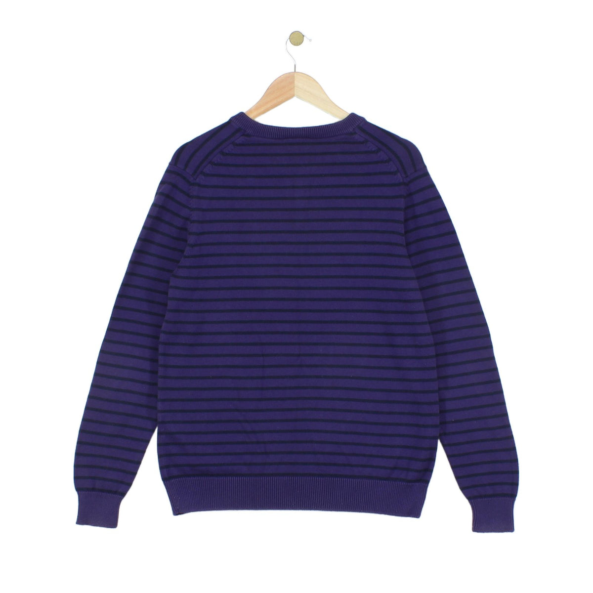 Mens V-Neck Jumper Striped Logo