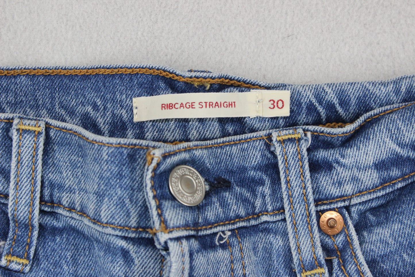 Womens Ribcage Straight Jeans High Rise Denim
