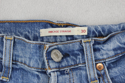 Womens Ribcage Straight Jeans High Rise Denim