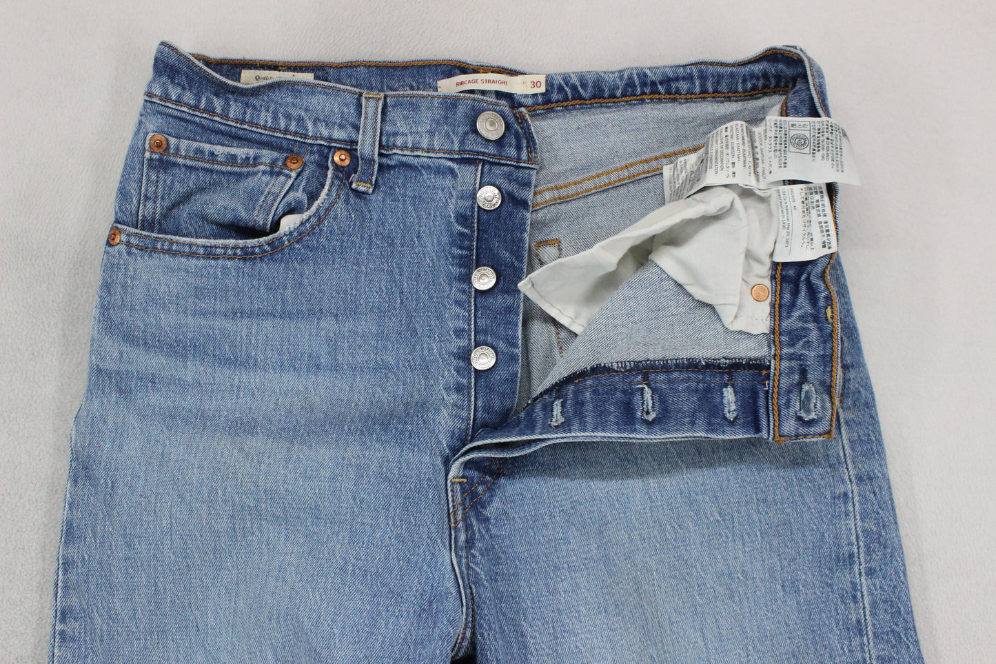 Womens Ribcage Straight Jeans High Rise Denim