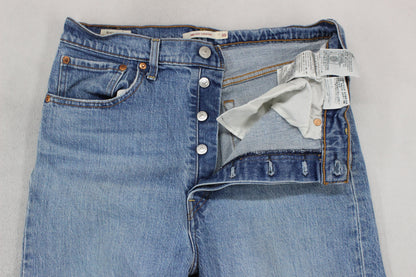 Womens Ribcage Straight Jeans High Rise Denim