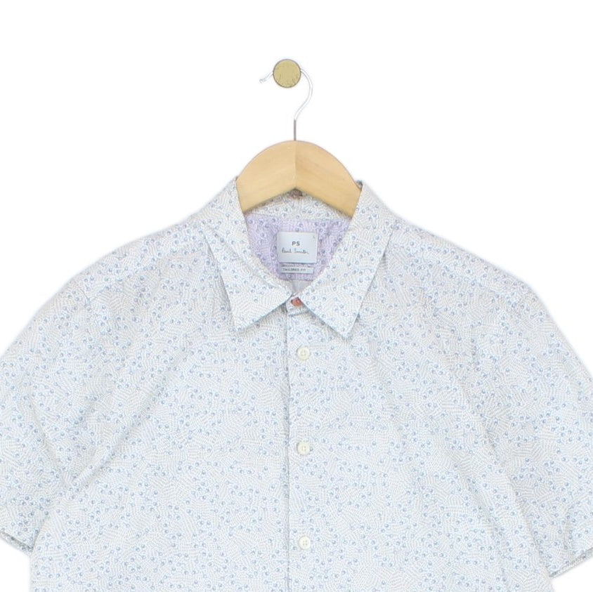 Mens Patterned Shirt Tailored Short Sleeve