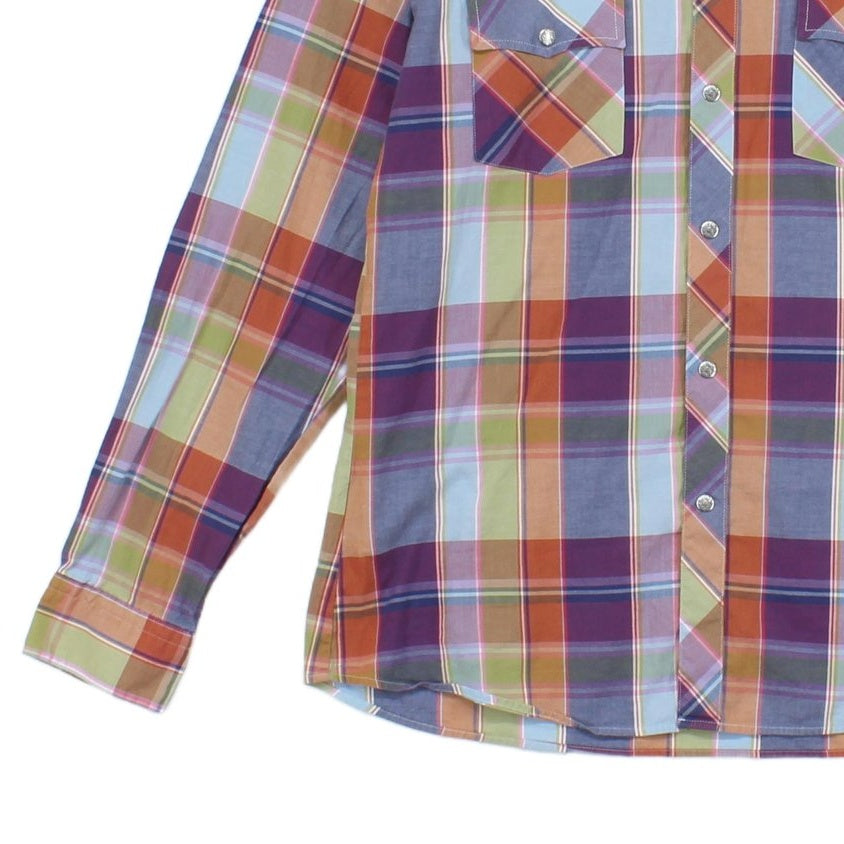 Mens Plaid Shirt Long Sleeve Button Up Snap